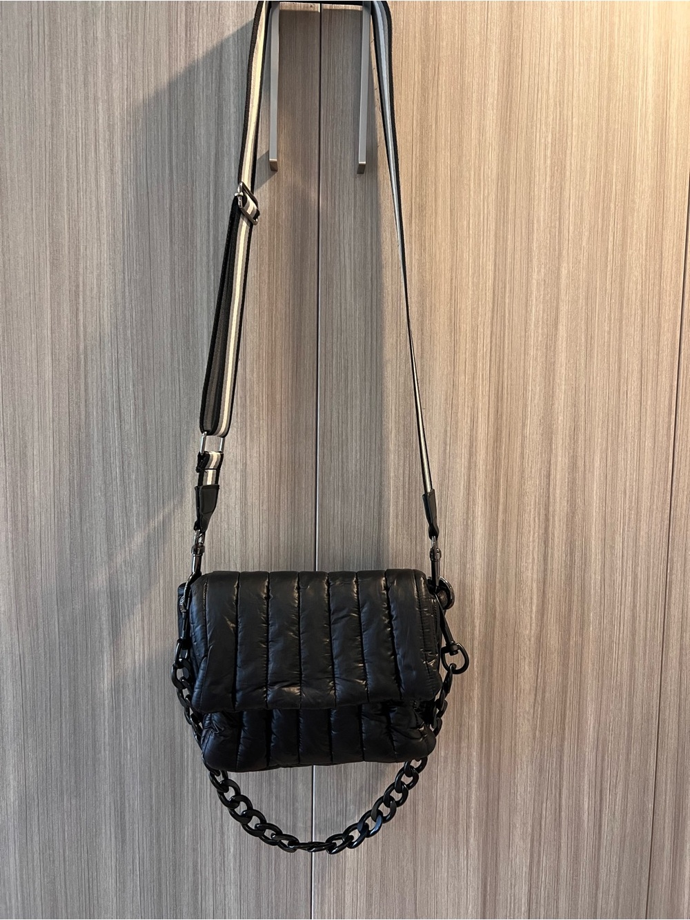 Think Royln Quilted Black Crossbody Shoulder Bag